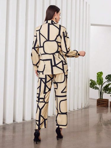 My Western Women's Cotton Floral Printed Shirt Collar Tunic with Trousers Co-Ord Set/Cotton Cord Set for Women My Western